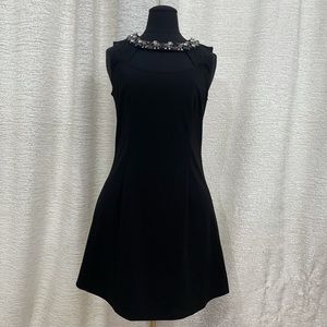 Little black dress with crystal neckline